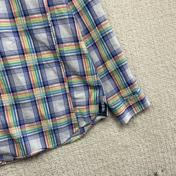 AU NOIR Button Down Shirt Men’s Size 5 Multicolor pride Plaid Flip Cuff Preppy - Picture 5 of 16